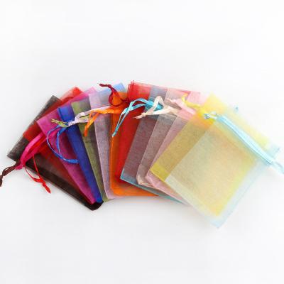 China Mixed Color Drawstring Pockets Small Organza Ribbon Pocket Wedding Western Packing Pcs Material CWP for sale