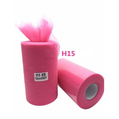 China 48 Pure Colors 15cm 50yards Skirt Wedding Dress Tutu Rose Color Tulle Rolls Tulle Girl Tutu Nylon Fabric Rolls for sale