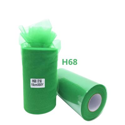 China Sheer 48 colors 15cm 50yards Newly High Quality Wholesale 100 yards 100% Green polyester Soft Sheer Tutu Decoration Wedding Spool Tul for sale