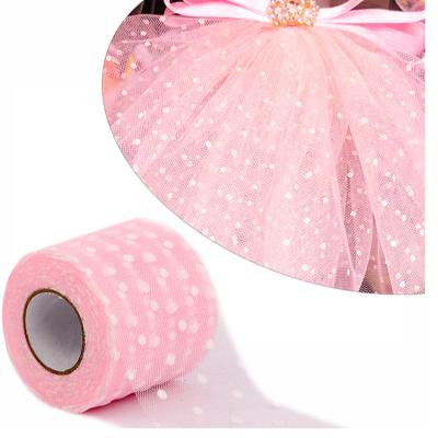 China Factory Price 20yards 5CM Sheer Dots Design Mesh Tulle Net Sequin Fabric Sequin Tulle Roll For Baby Dress for sale