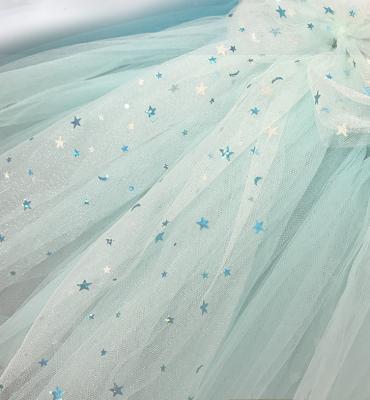 China Good Quality 100% Sheer Polyester Foil Star Moon Tulle Fabric Tulle Fabric for sale