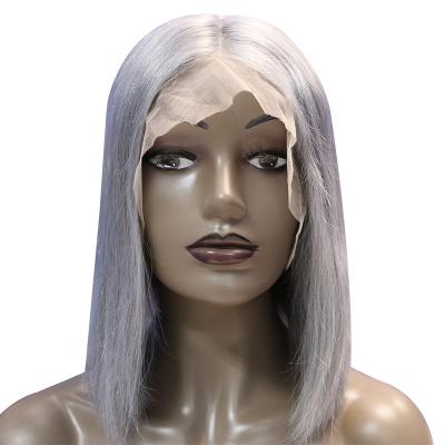 China Cheap Raw Brazilian Water Wave 100% Virgin Hair HD Lace Full Front Wig Gray Colored Short Bob Frontal Wigs Transparent Lace Wig for sale