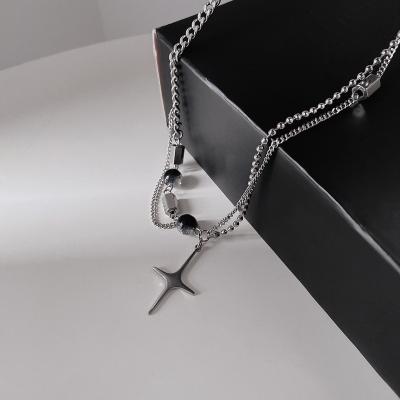 China Lead Free Nickel Free Fine Jewelry Hip Hop Chain Stainless Steel Cuban Cross Pendant Necklace Accessories For Women for sale