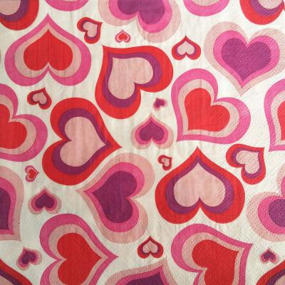 China Romantic Heart Valentine Paper Napkins , 2-3ply Decorative Serviettes for sale