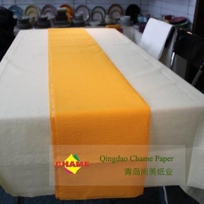 China Erstklassige Papiergelbe Papierwegwerftischdecke tischdecken SGS 3Ply für Rechteck-Tabelle zu verkaufen