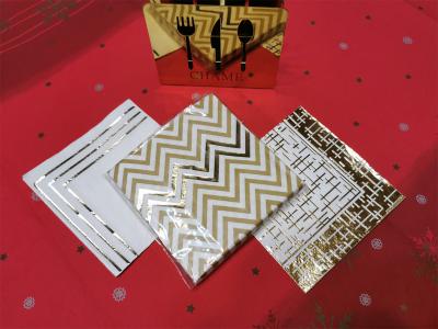 Chine Relais de luxe de feuille d'or de Christamns de serviette de partie de serviettes jetables de cocktail et ami d'ECO à vendre