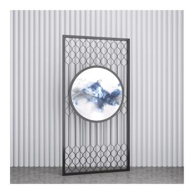 China Art Deco Hotel Lobby Living Room Screen Room Divider Decorative Stainless Steel Metal Screen Matte Metallic Color for sale