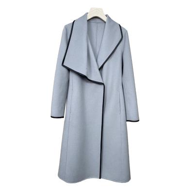 China Manufacturers Wool Women's Double Breasted Coat Long Style Knee-Length Breathable Coat Custom Made In Gray for sale