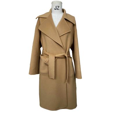 China Wholesale Breathable Casual Wool Alpaca Coats Long Cashmere Women Winter Wool Jackets Warm Tan Overcoat for sale