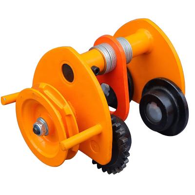 China Construction Site Pusher 2 TON 3TON I-Beam Plain Trolley /Manual Geared Trolley /Hand-Push Track Roller Trolley for sale