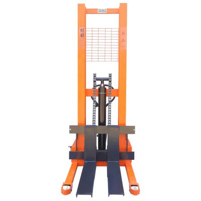 China Manual 1000KG/2000kg Mini Forklift Stacker Hydraulic Stacker Price Hydraulic Lifting Piling Material Good Service for sale