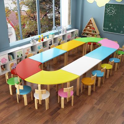 China Modern Wooden Kids Furniture Kids Study Desk Kindergarten Table And Chair Set for sale