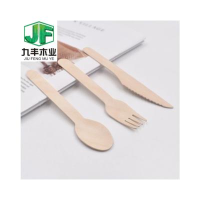 China Custom Disposable Wooden Knife Fork Restaurant Spoon Biodegradable Wooden Cutlery Set for sale