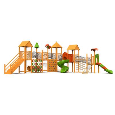 China Grow Children's Outdoor Sports Small Size Wooden Outdoor Playground Multi-Functional Wooden Outdoor Playground Amusement Park Equipment For Children for sale