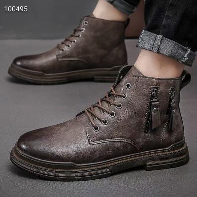 China High Quality Comfortable Genuine Leather Combat Motorcycle Sneaker Upper Boots Lace Up Waterproof Casual Style Boots Custom New For Men for sale