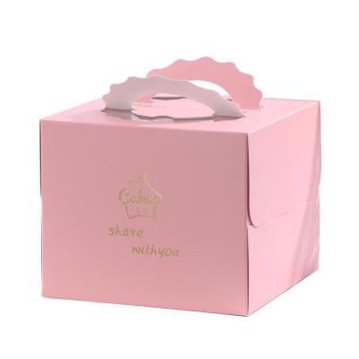 China Recycled Materials High Performance Biodegradable Durable Donut Display Kraft Paper Pink Cake Box for sale