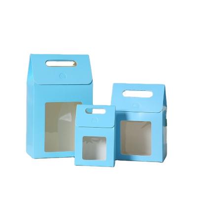 China Wholesale Recycled Biodegradable Recyclable Materials Factory Compartment Paper Pastry Sweet Cake Box With Window for sale