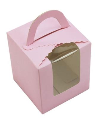 China Wholesale Recycled Materials High Performance Fashion Attractive Design Paper Cake Box With Handle Pink for sale