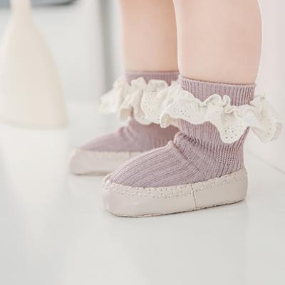 China QUICK DRY Cute Soft Cute Toddler Girl's Indoor Floor Socks Ruffle Non Slip Grip Slipper Soles Baby Shoe Rubber Socks for sale