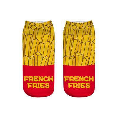 China Fashion French Fries Ice Cream Antibacterial Socks For Woman Cotton Food Happy Burger Custom Colorful Funny Knitting Unisex Socks for sale