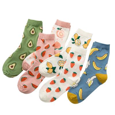 China Sporty Cheap Cotton Avocado Peach Strawberry Watermelon Jacquard Fruit Women Custom Socks for sale