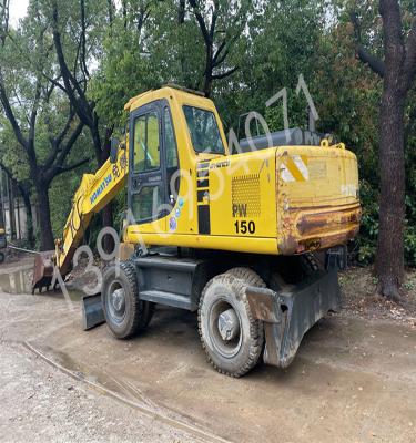 China 15 Ton Used Wheel Excavator Komatsu PW150 Tire Excavator For Sale In Running 0.65m²; ³ for sale