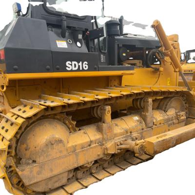 China Building material stores used Shantui SD16 bulldozer, automatic transmission track dry ground bulldozer, earth scraper for sale