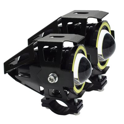 China 2pcs JALN7 U7 15W Motorcycle Led Projector Strobe Light With Angle Eyes Devil Eye Flashing Fog Driving Headlight Universal for sale