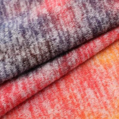 China Cheap Price Brushed Sueded Brushed Knitted Hacci Tank Top Tie Dye Polyester Rayon Spandex Shirt Fabric for sale