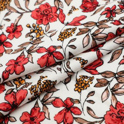 China Garment Textile Reactive Printing Flower Shrink-Resistant Jersey Designs Polyester Rayon Spandex Fabric for sale