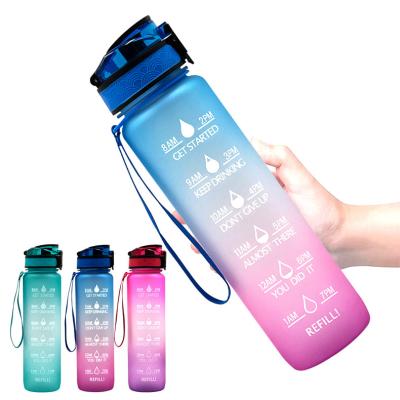 China Amazon New Sustainable Hot Plastic 1L Water Bottle Frosted Gradient Bouncing Cup PP Water Bottle Sports Space Water Cup Bottle for sale