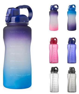 China Viable Water Bottle 32/64/128oz Half Gallon Jug With Straw Time Marker Large Capacity BPA Free Fitness Sport Bottle Gym And Outdoor for sale