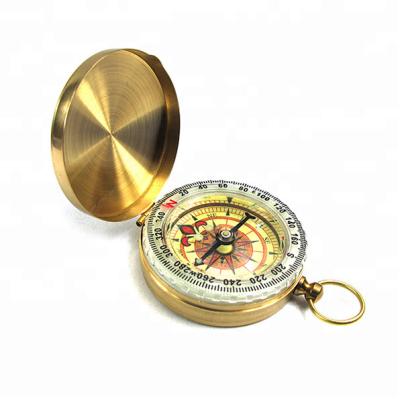 China Brass Light In The Dark Brass Luminous Compass, Glow In The Dark Portable Metal Pocket Watch Metal Outdoor Rise Brass Compass With Lid for sale