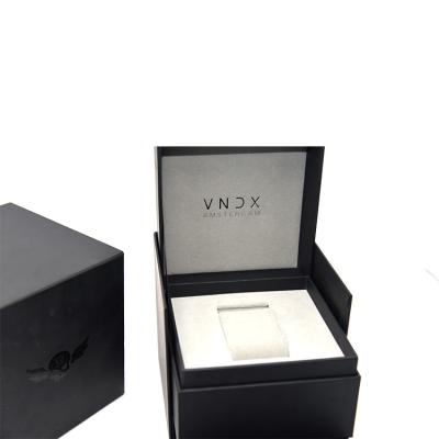 China Hot-selling Black Rigid Custom Logo Style Paper Box Watch Storage Box Recyclable Gift Box With Pillow for sale