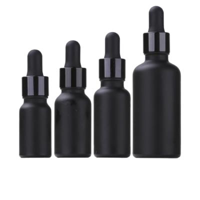 China Viable High Level Serum Essential Oil Packing Black Glass Bottle With Dropper for sale