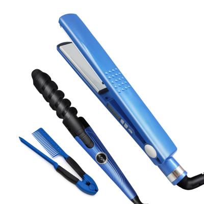 China 2021 Newest Nano Titanium Hair Curler In-1 Hair Straightener Curling Iron 3 11/4 Flat Iron Nano Titanium Flat Steam Ceramic Hair Curler for sale