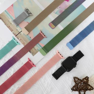 China Leather Magnetic Milanese Loop Watch Band For Se 6 5 Apple Watch Band Series 7 4 3 2 1 Stainless Steel Wrist Strap For iWatch for sale