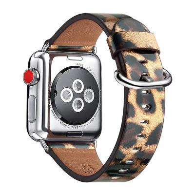 China Replacement Strap Leather Genuine Leather Band for Apple Watch 7 Series Custom Logo for sale