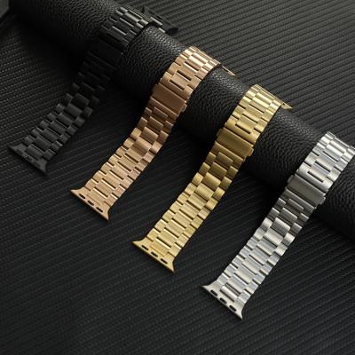 China 2022 New Product Three Stainless Steel Metal Stainless Steel Beaded Watch Band For Apple Watch Strap Men for sale