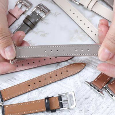 China 2022 New Luxury Genuine Leather Watch Band 14mm Leather Strap For Apple Watch For iWatch Leather Band for sale