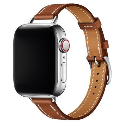 China Amazon 2022 Leather Stretching Hot Products Slim Mini Genuine Cow Leather Watchbands On Apple Watch Strap Hot Sale for sale