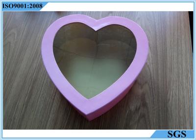 China Love Type Chocolate Candy Gift Boxes Pink Color With Transparent Film for sale