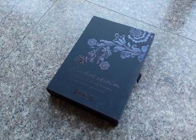 China Black Classic Hard Cardboard Gift Boxes 1.52mm Thickness 22cm X 12cm X 2.5cm for sale