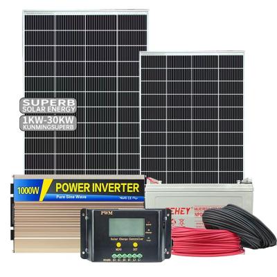 China Outdoor Kit 1KW 3KW 5KW 10KW 20KW 30KW Solar Home System Home Use Solar Panel System for sale