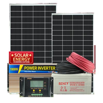 China Home Power Sun Solar Cell Panel Solar Air Conditioner Split System On Grid Solar System 1kw for sale