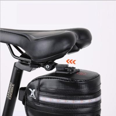 China Water Proof Multifunctional Meeko WaterproofBicycle Tail Bag Black Universal Electric Bike Saddle Bag Seat Packs With Warning Light for sale