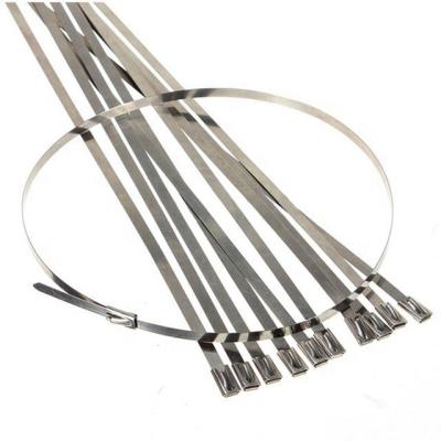 China 304 Solid Stainless Steel Ball Lock Steel Exhaust Wrap Locking Cable Ties Stainless Steel Cable Ties Uncoated Ball-lock Ties for sale