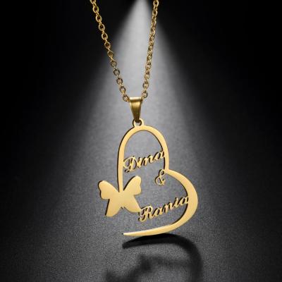 China Europe and America Fashion Custom Name Jewelry 18k Gold Plated Stainless Steel Link Necklace For Couples for sale