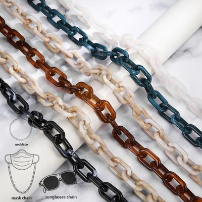 China Multi Color Chained Chunky Masking Lanyards Chain Holder Black Eye Mask Large Thick Acrylic Glass Chain Necklace Sunglasses Accessory Women for sale