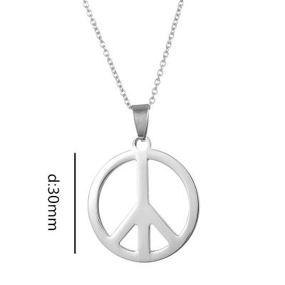 China Cheap Silver Stainless Steel Color Peace Sign Pendant Necklace for sale